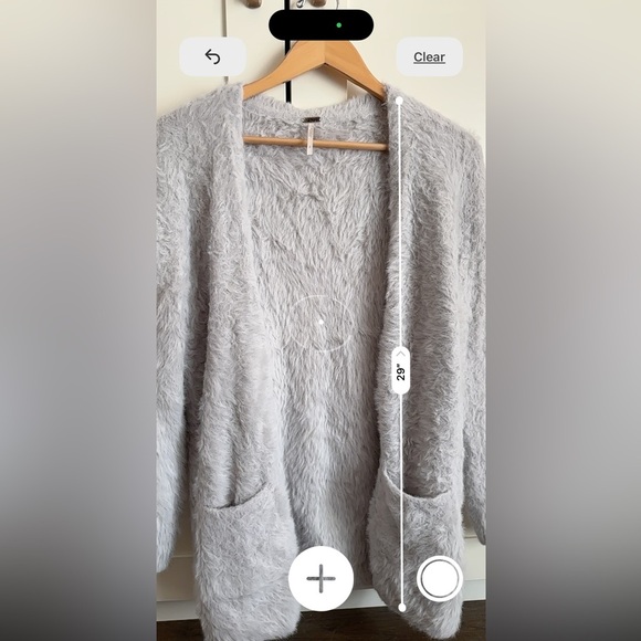 Free People Faux Fur Cardigan in Light Blue/Gray Size Small - Picture 9 of 9